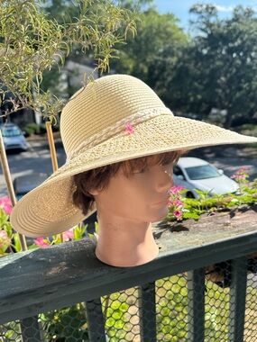 J. Crew Natural Straw Sun Hat with Brim Trim NWT
